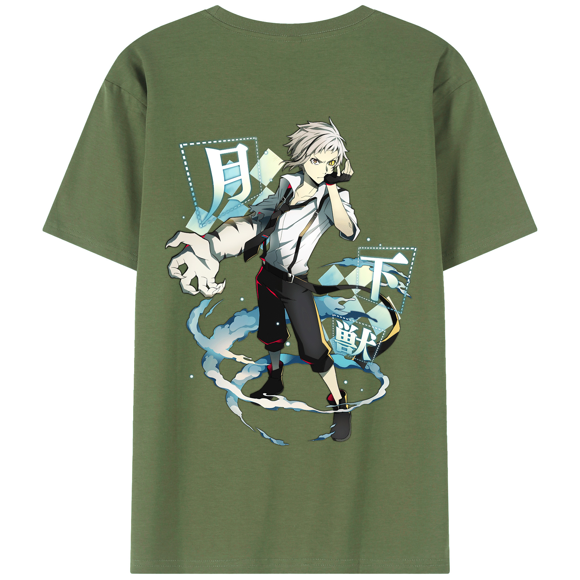 （画像用） 文豪ストレイドッグス Bungo Stray Dogs 綿100％ メンズ半袖Tシャツ（バックプリント） 通気性